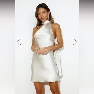 HELLO MOLLY LUXE ARRIVAL SATIN MINI DRESS CHAMPAGNE